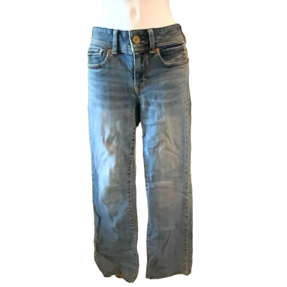 American Eagle Original Boot Blue Jeans Medium Wash Denim Stretch Size 6
